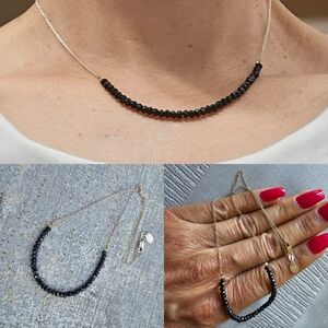 Black Spinel beads, Sterling Silver Chain chocker!
